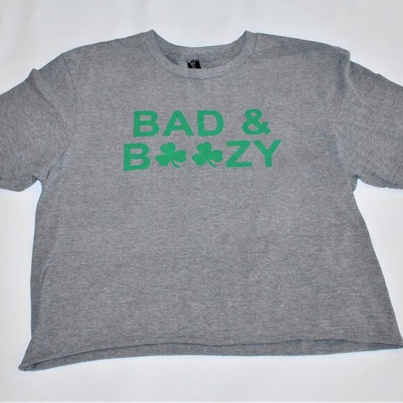 St Patricks Day Tee Tshirt "Bad & Boozy" Women's Large - Picture 1 of 1